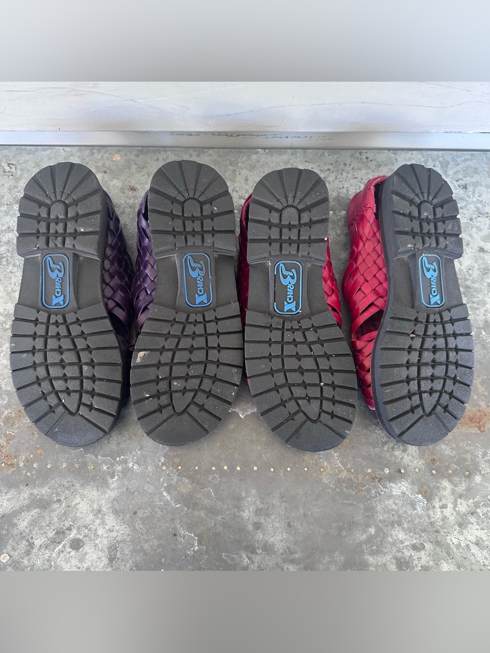 2 Brand X Sandals Leather Huaraches Red & Purple Size 7.5 - Picture 10 of 11